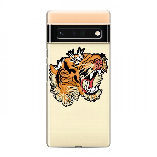 Полупрозрачный дизайнерский силиконовый чехол для Google Pixel 6 Pro Прозрачные тигры