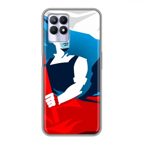 Дизайнерский силиконовый чехол для Realme 8i Российский флаг