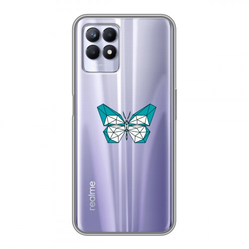 Полупрозрачный дизайнерский силиконовый с усиленными углами чехол для Realme 8i прозрачные Бабочки 