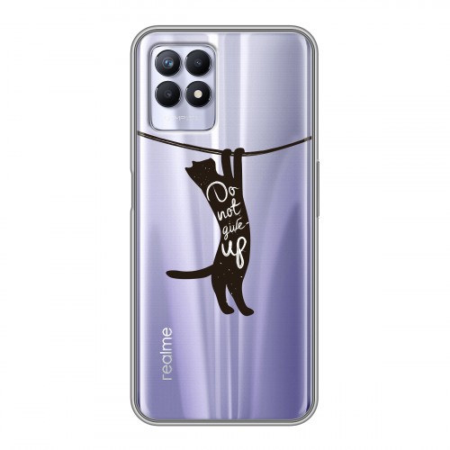 Полупрозрачный дизайнерский силиконовый с усиленными углами чехол для Realme 8i Прозрачные кошки