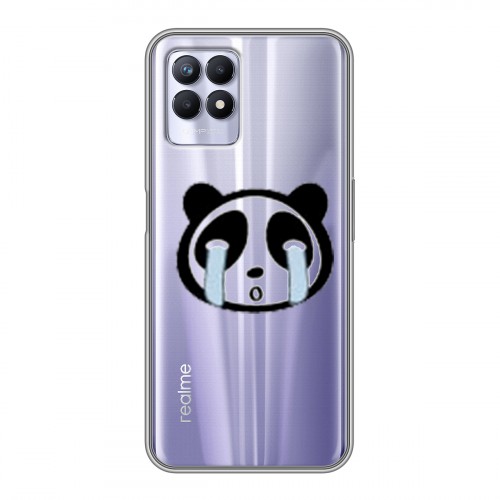 Полупрозрачный дизайнерский силиконовый чехол для Realme 8i Прозрачные панды - смайлики