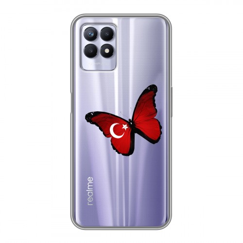 Полупрозрачный дизайнерский силиконовый с усиленными углами чехол для Realme 8i Флаг Турции