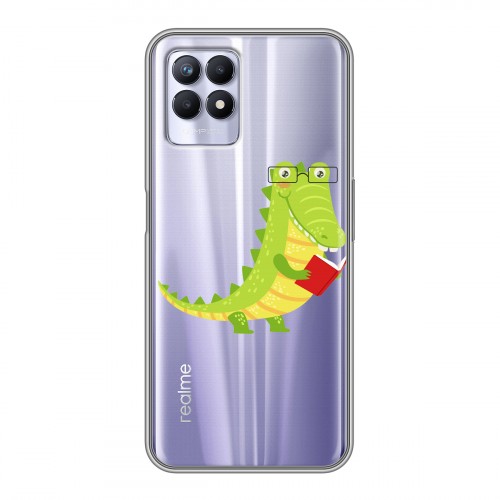Полупрозрачный дизайнерский пластиковый чехол для Realme 8i Прозрачные крокодилы
