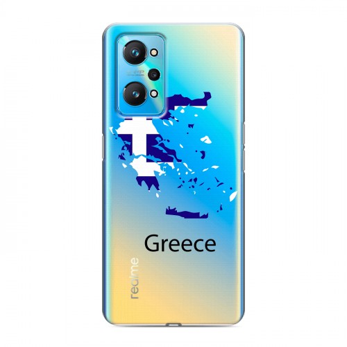 Полупрозрачный дизайнерский пластиковый чехол для Realme GT Neo 2 флаг греции