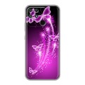 Дизайнерский силиконовый чехол для Realme Narzo 50A Бабочки фиолетовые