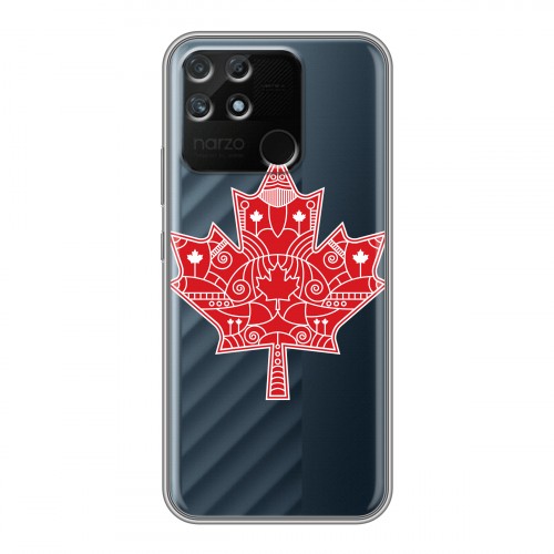 Полупрозрачный дизайнерский пластиковый чехол для Realme Narzo 50A Флаг Канады