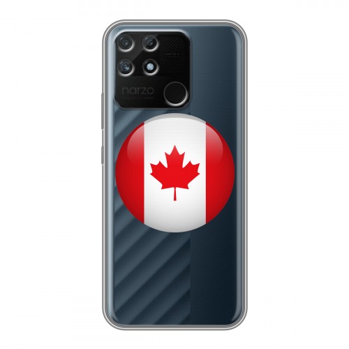 Полупрозрачный дизайнерский пластиковый чехол для Realme Narzo 50A Флаг Канады
