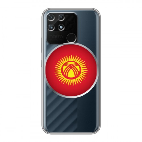 Полупрозрачный дизайнерский силиконовый чехол для Realme Narzo 50A флаг Киргизии