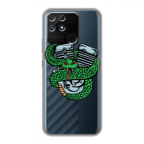 Полупрозрачный дизайнерский силиконовый чехол для Realme Narzo 50A Прозрачные змеи