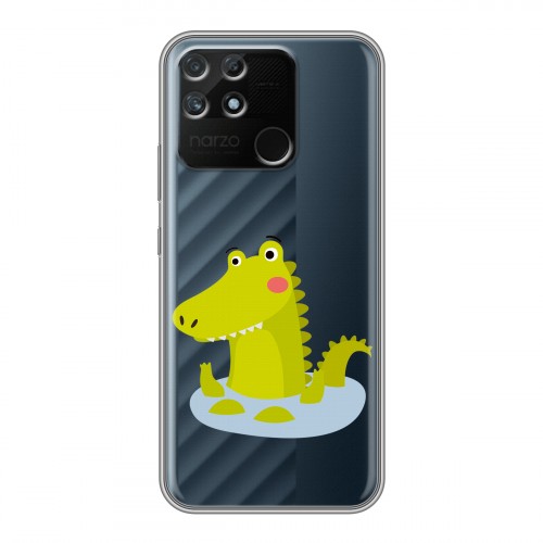 Полупрозрачный дизайнерский пластиковый чехол для Realme Narzo 50A Прозрачные крокодилы