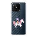 Полупрозрачный дизайнерский пластиковый чехол для Realme Narzo 50A Прозрачные лошади и единороги 
