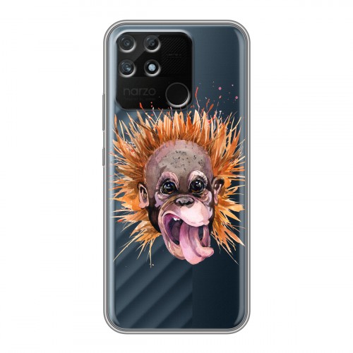 Полупрозрачный дизайнерский силиконовый чехол для Realme Narzo 50A Прозрачные обезьяны