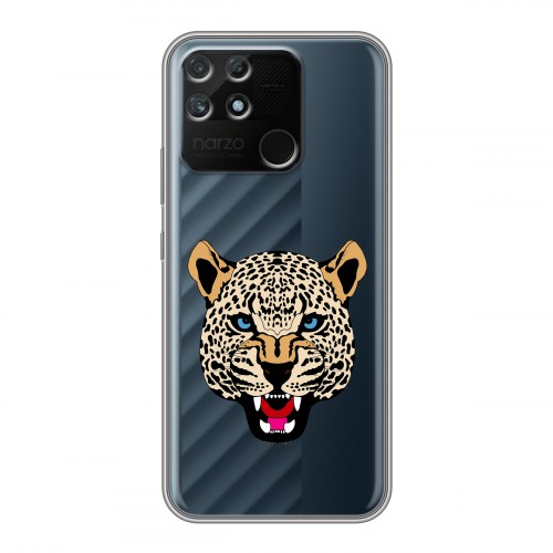 Дизайнерский силиконовый чехол для Realme Narzo 50A Прозрачные леопарды