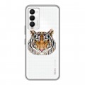 Полупрозрачный дизайнерский силиконовый с усиленными углами чехол для Tecno Camon 18 Прозрачные тигры