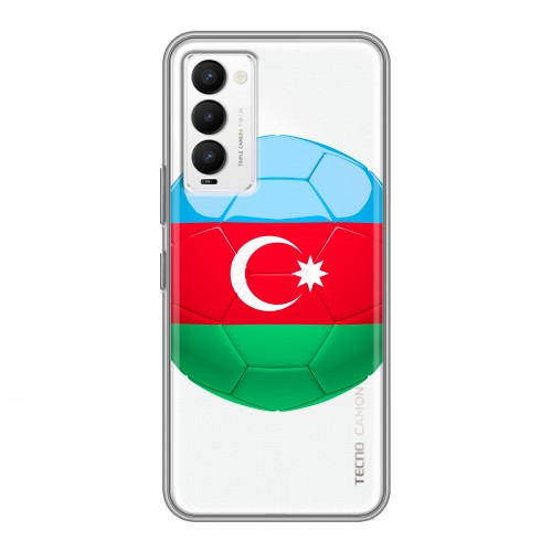 Полупрозрачный дизайнерский силиконовый чехол для Tecno Camon 18 Флаг Азербайджана