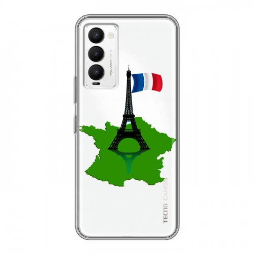 Полупрозрачный дизайнерский силиконовый чехол для Tecno Camon 18 Флаг Франции