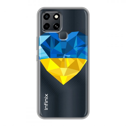 Полупрозрачный дизайнерский силиконовый с усиленными углами чехол для Infinix Smart 6 Флаг Украины