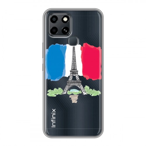 Полупрозрачный дизайнерский пластиковый чехол для Infinix Smart 6 Флаг Франции