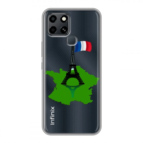 Полупрозрачный дизайнерский пластиковый чехол для Infinix Smart 6 Флаг Франции
