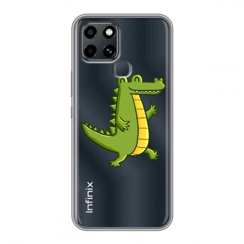 Полупрозрачный дизайнерский пластиковый чехол для Infinix Smart 6 Прозрачные крокодилы