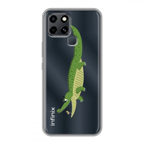 Полупрозрачный дизайнерский силиконовый чехол для Infinix Smart 6 Прозрачные крокодилы
