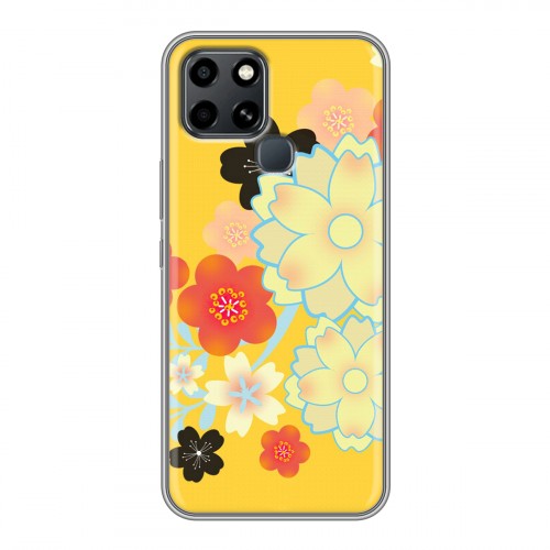 Дизайнерский силиконовый с усиленными углами чехол для Infinix Smart 6 Цветы кимоно