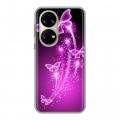 Дизайнерский силиконовый чехол для Huawei P50 Pro Бабочки фиолетовые