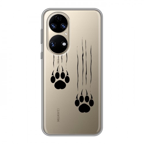 Полупрозрачный дизайнерский силиконовый чехол для Huawei P50 Pro Прозрачные кошки