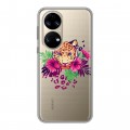 Полупрозрачный дизайнерский силиконовый чехол для Huawei P50 Pro Прозрачные леопарды