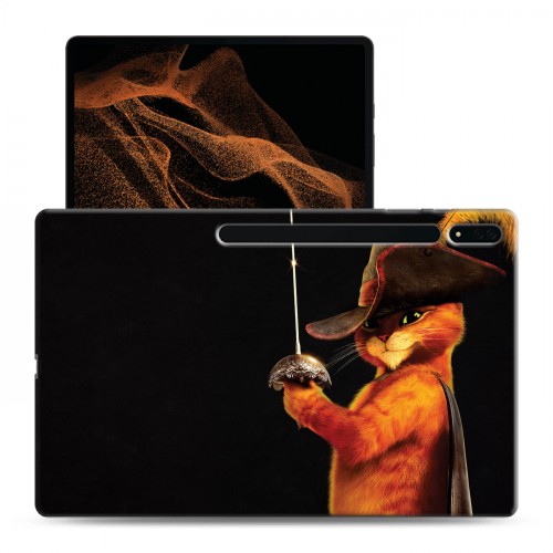 Дизайнерский силиконовый чехол для Samsung Galaxy Tab S8 Ultra Кот в сапогах
