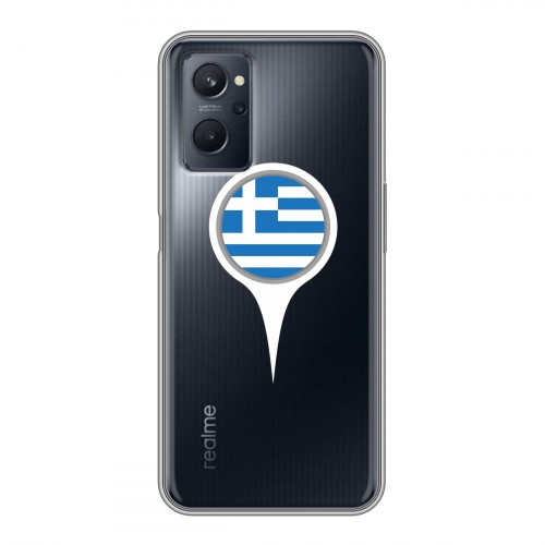 Полупрозрачный дизайнерский пластиковый чехол для Realme 9i флаг греции