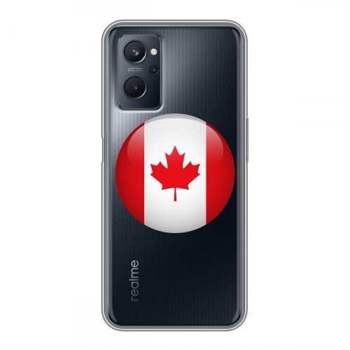Полупрозрачный дизайнерский силиконовый с усиленными углами чехол для Realme 9i Флаг Канады