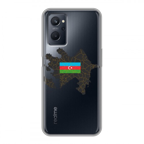 Полупрозрачный дизайнерский силиконовый с усиленными углами чехол для Realme 9i Флаг Азербайджана