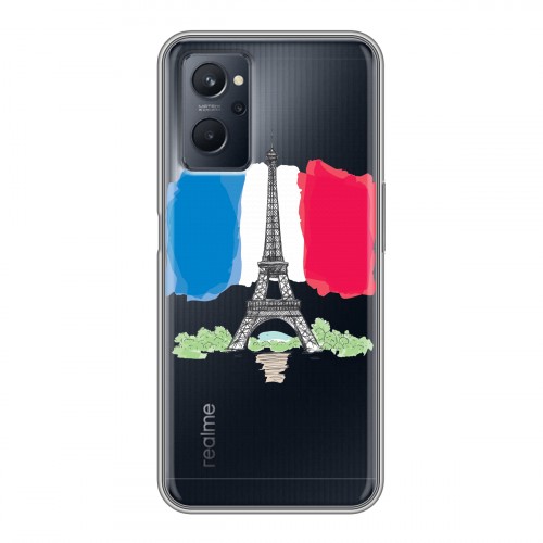 Полупрозрачный дизайнерский силиконовый чехол для Realme 9i Флаг Франции