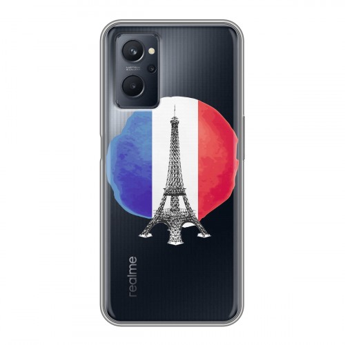 Полупрозрачный дизайнерский пластиковый чехол для Realme 9i Флаг Франции