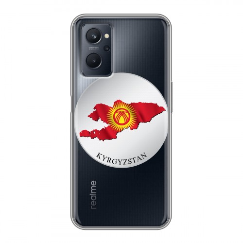 Полупрозрачный дизайнерский силиконовый с усиленными углами чехол для Realme 9i флаг Киргизии