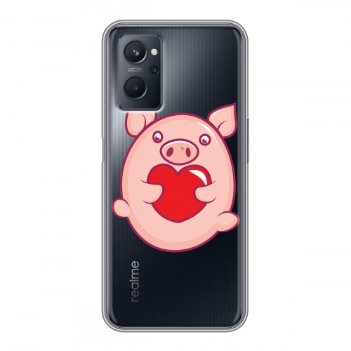 Полупрозрачный дизайнерский силиконовый чехол для Realme 9i Прозрачные свинки