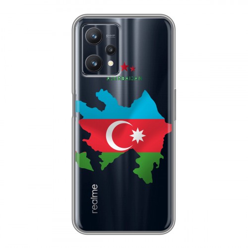 Полупрозрачный дизайнерский силиконовый чехол для Realme 9 Pro Флаг Азербайджана