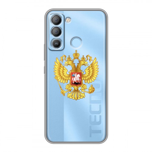 Полупрозрачный дизайнерский пластиковый чехол для Tecno Pop 5 LTE Российский флаг