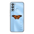 Полупрозрачный дизайнерский силиконовый с усиленными углами чехол для Tecno Pop 5 LTE прозрачные Бабочки 