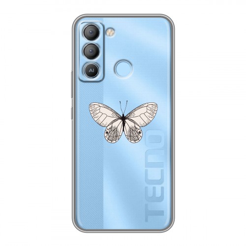 Полупрозрачный дизайнерский пластиковый чехол для Tecno Pop 5 LTE прозрачные Бабочки 