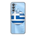 Полупрозрачный дизайнерский пластиковый чехол для Tecno Pop 5 LTE флаг греции