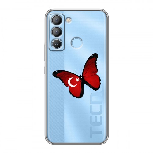 Полупрозрачный дизайнерский силиконовый чехол для Tecno Pop 5 LTE Флаг Турции