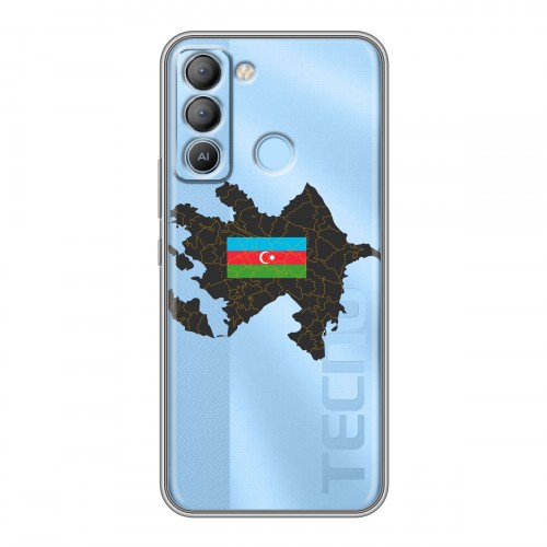 Полупрозрачный дизайнерский пластиковый чехол для Tecno Pop 5 LTE Флаг Азербайджана