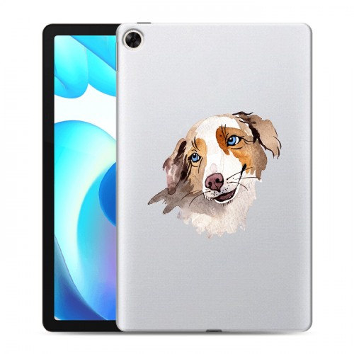 Полупрозрачный дизайнерский силиконовый чехол для Realme Pad Прозрачные собаки