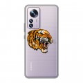 Полупрозрачный дизайнерский пластиковый чехол для Xiaomi 12 Pro Прозрачный тигр