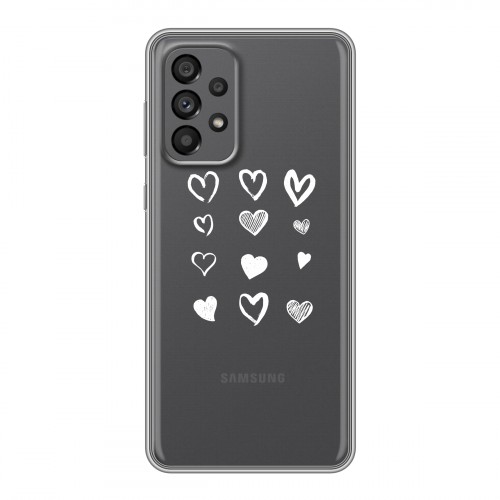 Полупрозрачный дизайнерский пластиковый чехол для Samsung Galaxy A73 5G Прозрачные сердечки