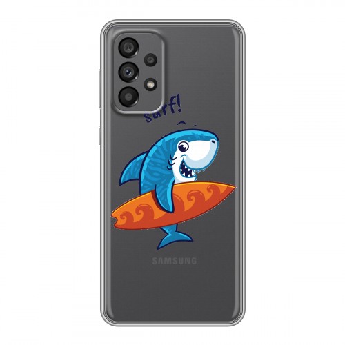 Полупрозрачный дизайнерский пластиковый чехол для Samsung Galaxy A73 5G Прозрачные акулы