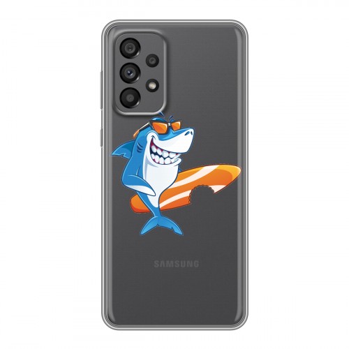 Полупрозрачный дизайнерский силиконовый чехол для Samsung Galaxy A73 5G Прозрачные акулы