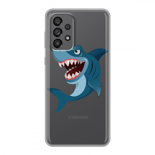 Полупрозрачный дизайнерский пластиковый чехол для Samsung Galaxy A73 5G Прозрачные акулы